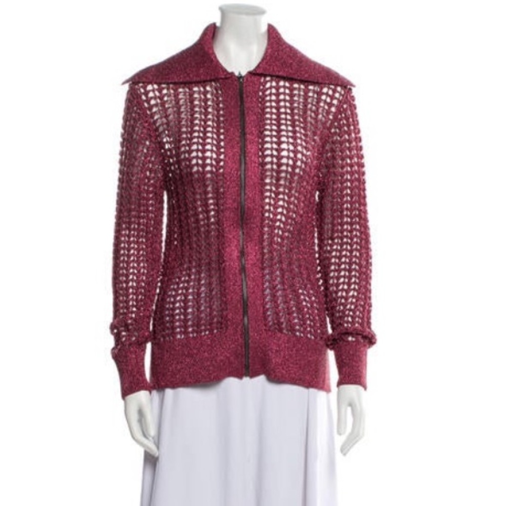 Pink Knit Zip-Up Cardigan